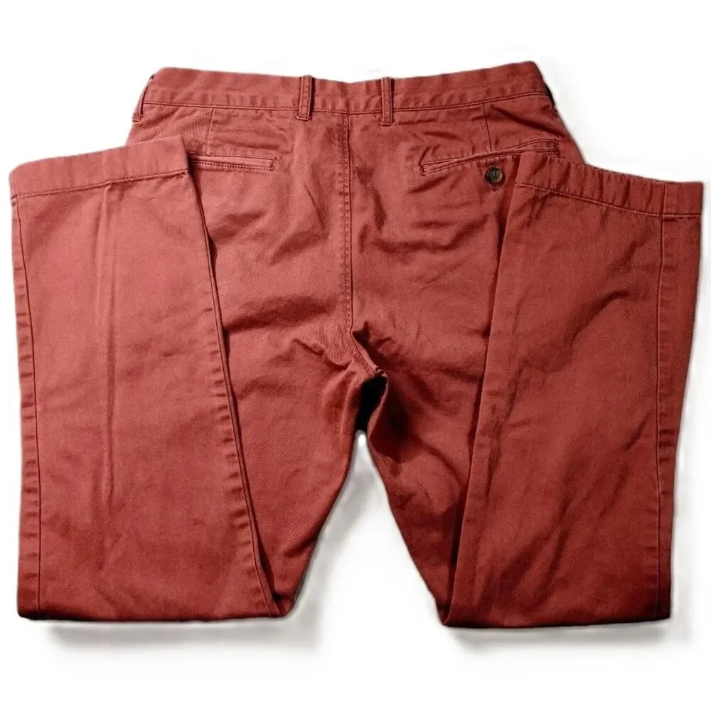 J.Crew Sutton Slim Fit Pants Rust Red W32 L30 Cotton Casual Chinos Men's